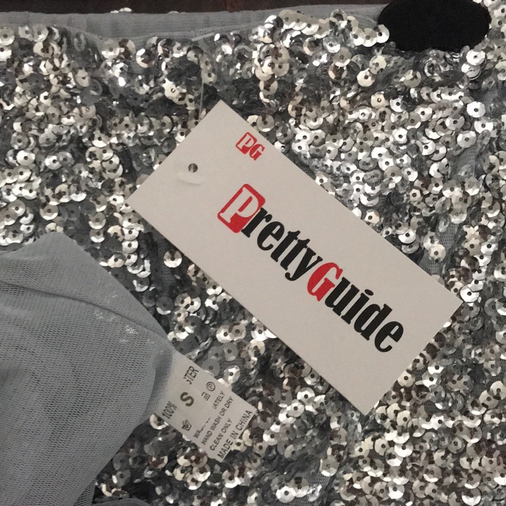 PrettyGuide Silver Sequin Skirt - Picture 2 of 2